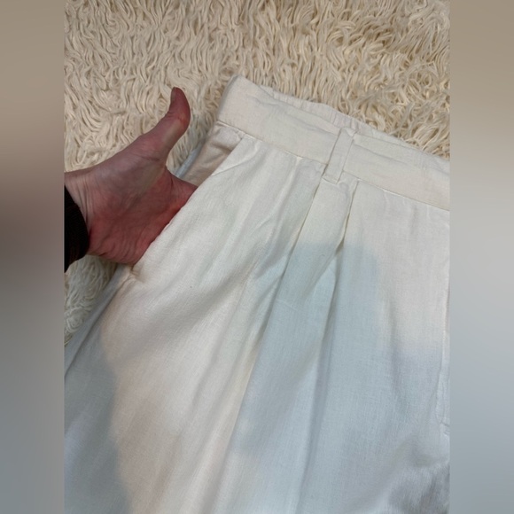 Abercrombie & Fitch Sloane Mid Rise Tailored Linen-Blend Pants white SZ XL - Picture 2 of 7